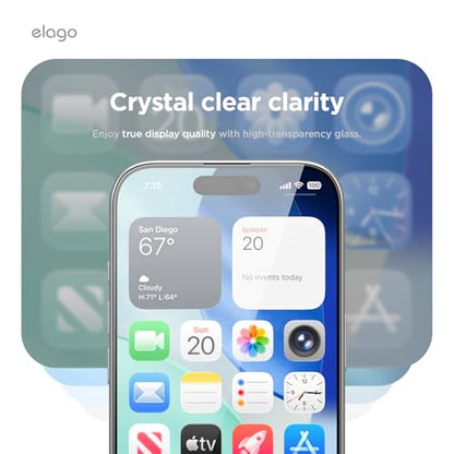 elago 2 Pack Tempered Glass Screen Protector for iPhone 17 Pro Clear | Case Friendly, 9H Surface Hardness, Anti-Fingerprint, Shatter-Proof, Scratch Protection, Bubble-Free - size: iPhone 17 Pro 2ea