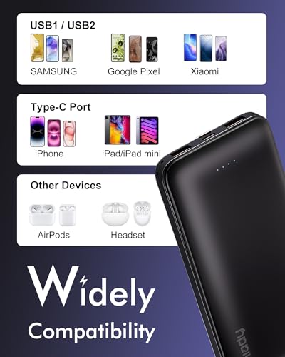 Miady 2-Pack Portable Charger, Slim 10000mAh Power Bank Travel Battery Pack - color: White+Black