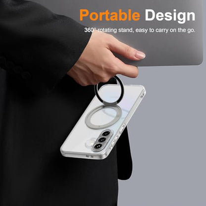 Case for Samsung Galaxy A37 5G Phone 2026 | Rotating Stand | Non-Yellowing Transparent Clear | Wireless Charging | Shockproof Protection (Clear) - color: Clear, size: A37