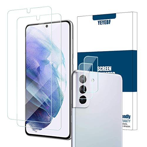 Galaxy S21 HD Clear Tempered Glass Screen Protector + Camera Lens Protectors, [2+2 Pack] [3D Glass] [Fingerprint Support] Screen Protector Glass For Samsung Galaxy S21 - size: Galaxy S21