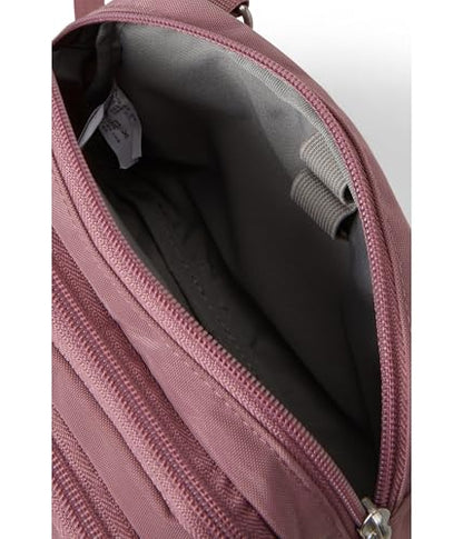 Baggallini Triple Zip with Front Wallet/Trifecta RFID Wallet Crossbody - color: Dusty Mauve