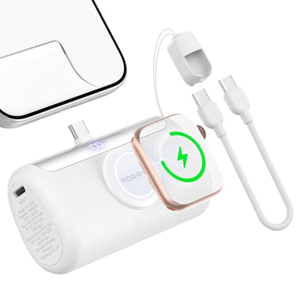 RORRY PalmGo Portable Charger Power Bank 10000mAh 3-in-1 Mini Battery Pack - color: White
