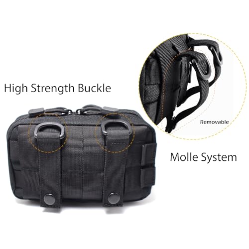 Tactical Molle Admin Pouch Compact Utility EDC Tool Bag Phone Pouches Fanny Waist Pack Bag Belt Pouch Small First Aid Kit - color: Black