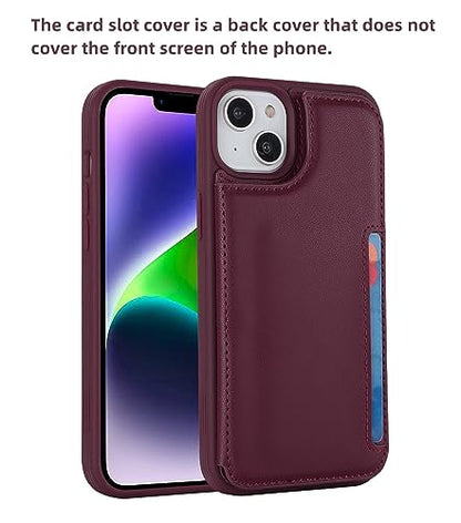 iCoverCase Compatible with iPhone 14 Plus Phone Case with Card Holder, Wallet Case for Women Men RFID Blocking PU Leather Protective Case 6.7 Inch (Wine Red) - color: Wine Red