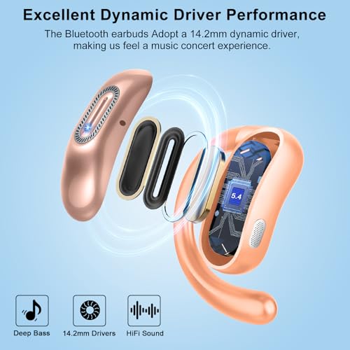Open Ear Headphones, NEW Over Ear Earbuds with 4 ENC Noise-Canceling Mic - color: Orange