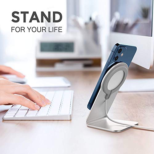 Stand for MagSafe Charger, CreaDream Aluminum Stand Holder for iPhone 16 15 14 13 12 Series, Magsafe Accessories Compatible with iPhone 16 15 14 13 12 Plus, Pro, Pro Max [MagSafe Charger Not Included] - color: Silver