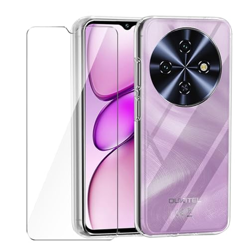 Case for Oukitel C5 Phone Case with Tempered Glass Screen Protector,Silicone Soft Flexible Bumper Shockproof TPU Protective Cover-Clear - color: Clear, size: Oukitel C5