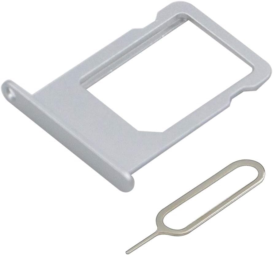 MMOBIEL SIM Card Slot Tray Holder Replacement Compatible with iPhone 5S/SE 2016 - Incl. SIM Pin - Silver