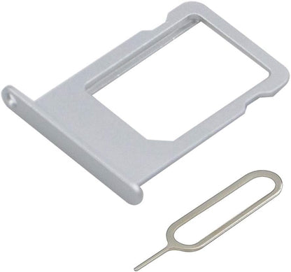 MMOBIEL SIM Card Slot Tray Holder Replacement Compatible with iPhone 5S/SE 2016 - Incl. SIM Pin - Silver