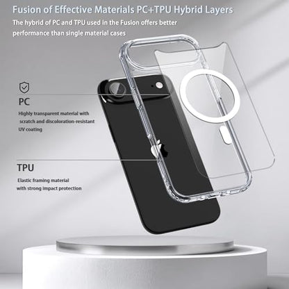 for iPhone 17 Air Clear Case, Compatible with MagSafe, Magnetic Phone Case, Shockproof Military-Grade Protection，Upgraded [Anti-Yellowing](Transparent MagSafe, iPhone 17 air) - color: Transparent Magsafe, size: iPhone 17 Air