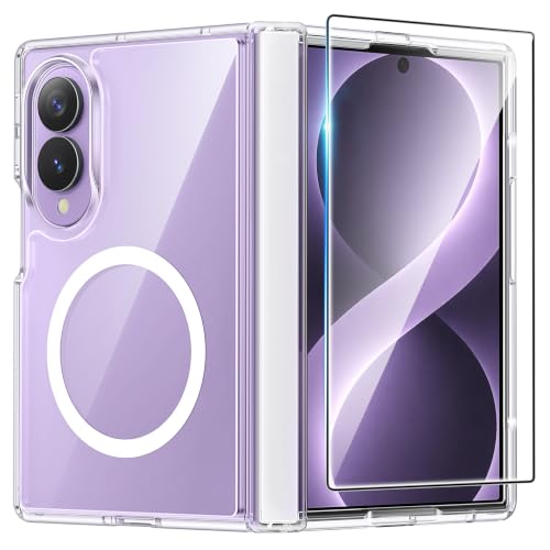 FNTCASE for Samsung Galaxy Z-Fold-8 Case Full Hinge Protection Clear Cover | Compatible with Magsafe, Screen Protector, Anti Yellowing, Military Grade Drop Protection, Shockproof, Transparent Cases - color: A-Clear, size: For Galaxy Z Fold 8 (7.6 inch)