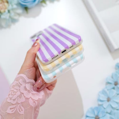 Striped case for iPhone 13/14 Blue/White | Aesthetic Striped，Full Protection Soft TPU，will not peel, fade or rub off ，Kawaii Cute Phone Case for Women Girls - color: Imd Striped Blue/White