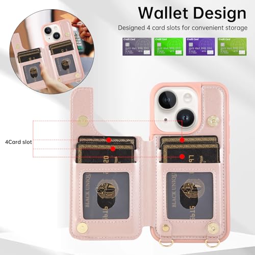 for iPhone 11 Wallet Case with Card Holder Slots and Strap, RFID Blocking Magnetic Flip Folio Cover, Crossbody Purse Protection Case with Kickstand,Rose Gold Diamond - color: Rose Gold Diamond, size: iPhone 11(6.1")