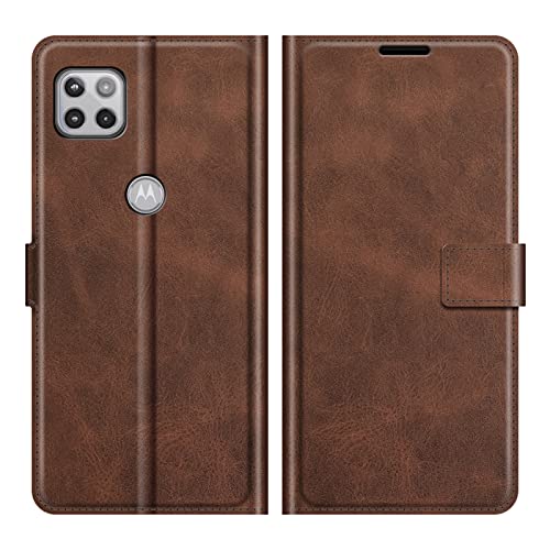 Flip Case for Motorola One 5G UW Ace Wallet Leather Magnetic Protective Cellphone Case for Moto One 5G Ace 2021 / Moto G 5G Folio Book Cover & Stand (Brown) - color: Brown