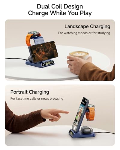3 in 1 Wireless Charger for Samsung Galaxy S26 Ultra, Galaxy Watch 8, Buds - color: Blue