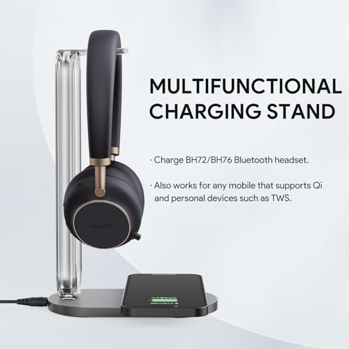 Yealink BHC76 Wireless Charging Stand for BH76 / BH76 Plus / BH72 Yealink Bluetooth Headsets, Also Works for Mobile/TWS That Supports Qi (NOT Include Headset in Package)