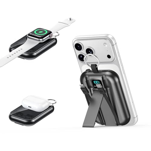 for MagSafe Portable Charger, 10000mAh Power Bank with Built-in 2 Cables - color: Black1