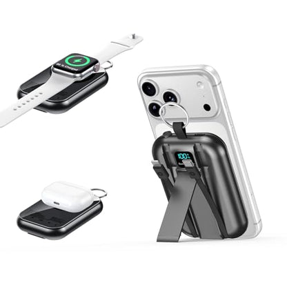for MagSafe Portable Charger, 10000mAh Power Bank with Built-in 2 Cables - color: Black1