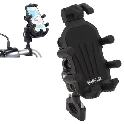 Motorcycle Phone Mount with Vibration Dampener High Speed Secure Lock Adjustable for Scooter ATV 4.9 to 8.1In Smartphones