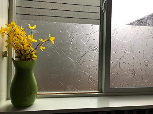 Frosted Window Privacy Film, Glass Door Privacy Film Non-Adhesive Window Clings for Home Office Space Decoration, Anti-UV, Heat Control and Prevent Bird Strikes (Wheat, 17.7x78.7 Inch) - size: 17.7x78.7 Inches