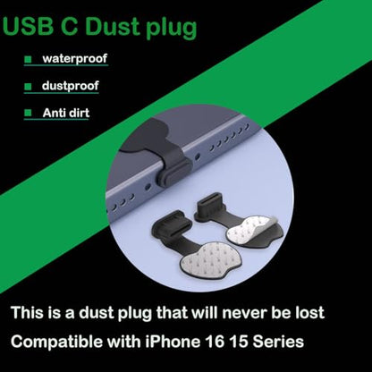 8 Pcs Dust Plug for Phone - USB C Port Cover Cap Protector Against Dust,Anti-Loss Plug for Phones,for iPhone 15/16/1718 & Air, MacBook Pro/Air, Galaxy S24-S8, Pixel, Kindle,...
