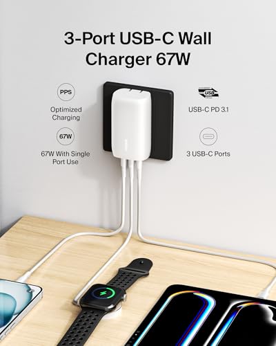Belkin 67W 3 Port USB C Charger Block, 2 Pack, PPS Fast Charging - style: White 2-pack