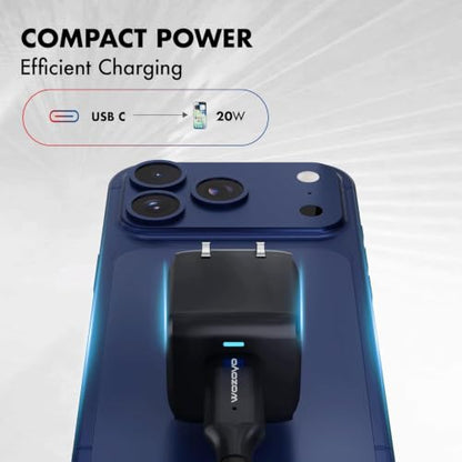 PD 20W GaN Charger, Wozoyo Type-C Fast Charger Compatible for iPhone 17/16/16 Pro Max/15 Series/iPad Pro, Smartphones & Tablets, QC 3.0,Compact Foldable Plug Design, Smart Power Delivery
