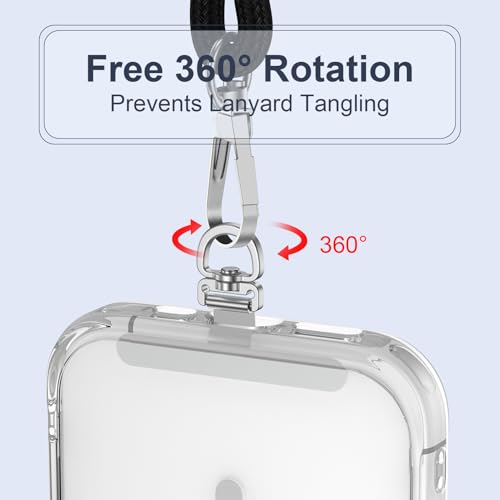 360° Rotatable Metal Phone Tether Tab 5-Pack - color: Silver