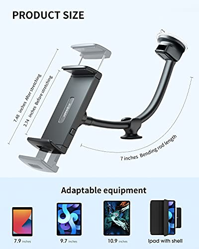 ICARMOUNT Tablet Car Mount Windshield Dashboard Gooseneck iPad Holder