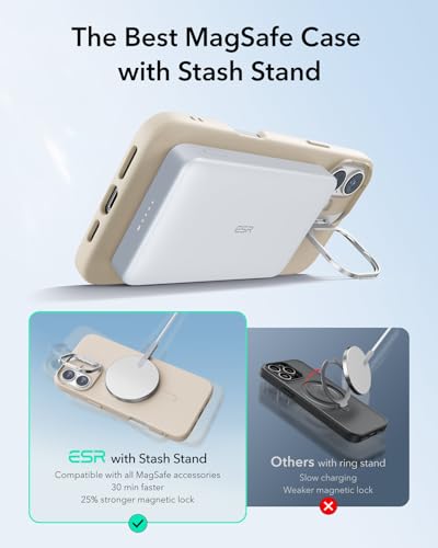 ESR for iPhone 16 Pro Case with Stand for MagSafe, Silicone, Light Tan | Silicone Phone Case, Compatible with MagSafe, Military-Grade Drop Protection, Slim - color: Light Tan