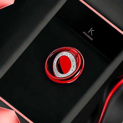 Cell Phone Ring Holder Finger Kickstand Turns 360° Degrees & 180° Degrees Adjustable to Fit Your Needs Helps Stabilize Phone for Selfies iPhone Stand Phone Grip Circle Bling 52014 (Red) - color: Red