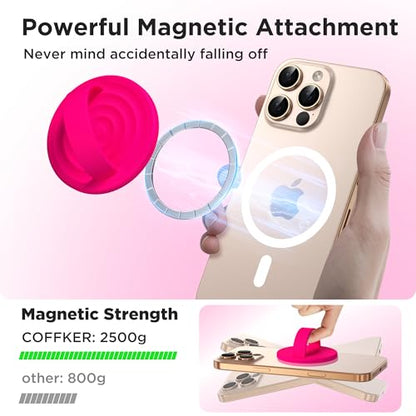 Magnetic Phone Grip for MagSafe, Silicone Ring Grip, Neon Pink - color: Neon Pink