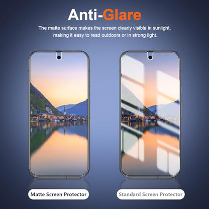 [2 Pack] 4 Way 360 °Matte TPU Privacy Screen Protector for Google Pixel 9 Pro XL (Not Glass), Fingerprint Sensor Compatible, Anti-Glare Full Adhesive Flexible Film