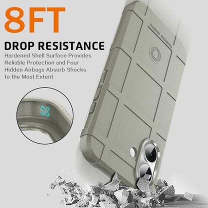 Rugged Shield 8ft Drop Proof TPU Thick Armor Tactical Protective Case Compatible with iPhone 16 (6.1 inches) - Light Clay - color: Light Clay, size: iPhone 16