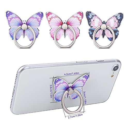 Cobee 3 Pcs Butterfly Cell Phone Ring Stand Holder, Cute Butterfly Painted