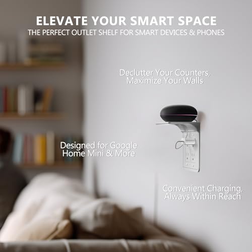 WALI Double Outlet Shelf Wall Holder – Bathroom Shelf Duplex for Electric Toothbrush, HomePod Mini, Echo Dot & Phone Charging – White-2 Packs (DLS002) - size: Larger