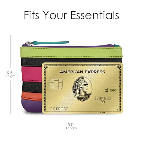 ili New York Leather Mini Compact Coin Purse - Black Brights - color: Black Brights
