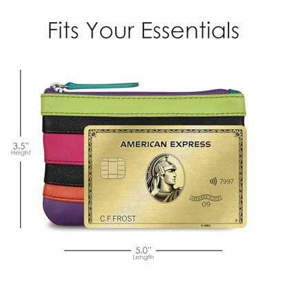 ili New York Leather Mini Compact Coin Purse - Black Brights - color: Black Brights