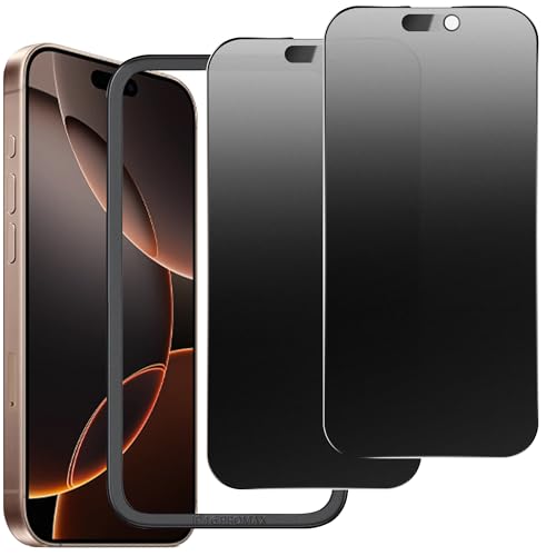 2 Pack Matte Privacy Screen Protector for iPhone 16 Pro Max Screen Protector Anti-Glare, Anti-Spy Tempered Glass Film, Smooth and Responsive Touch Anti-Scratch Glass
