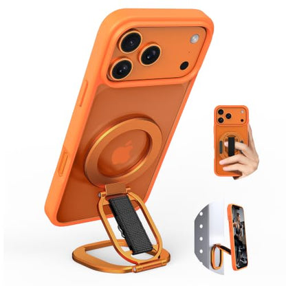 Foldable Double Sided Ring Magnetic Phone Grip & Kickstand (Orange) - color: Orange