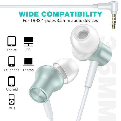 ASKUBSKU Wired Earbuds 3.5mm Headphones for Chromebook Laptop PC, Green - color: Green