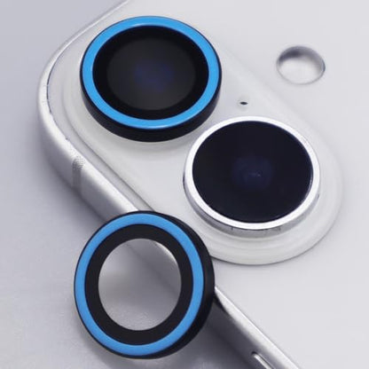 Luminous Camera Lens Protector for iPhone 17 Metal Ring Tempered Glass Glow in The Dark Lens Cover (2PCS) (Blue, for iPhone 17) - color: Blue