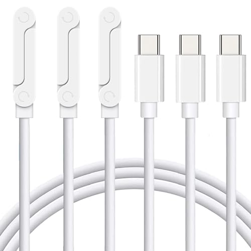 USB C to USB C Charger Cable 3Pack 5FT, 240W 2-in-1 Nylon Braided USB C Charger Cable with Built-in Phone Stand, Fast Charging Cord 90° Right Angle Compatible with iPhone iPad Samsung Galaxy, White - color: White
