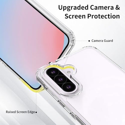 for Samsung Galaxy A56 5G Case Crystal Clear Slim Hard Case Hybrid Shockproof Bumper with Tempered Glass Screen Protector Full Body Anti-Yellow Anti-Scratch Phone Protective Cover - color: Galaxy A56 5G