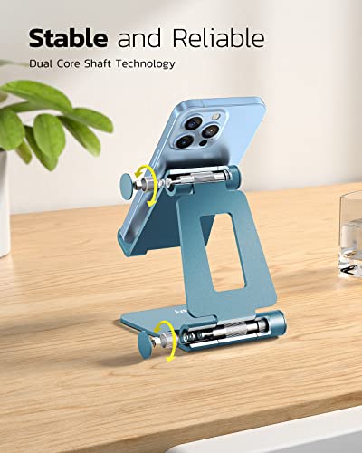 Nulaxy Full Aluminum Dual Folding Cell Phone Stand for Desk, Blue - color: F-Blue