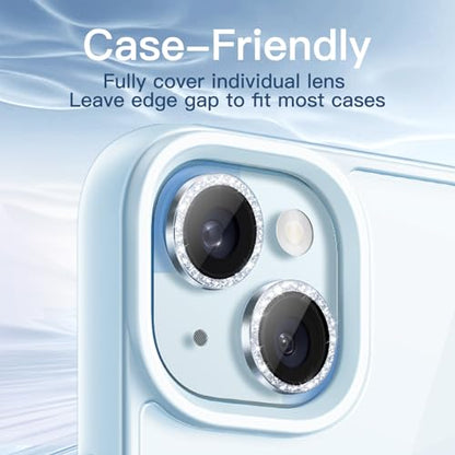 JETech Camera Lens Protector for iPhone 15/15 Plus, Blue, 1 Set - color: Blue