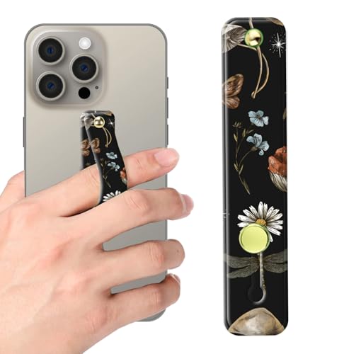 Phone Finger Strap Holder, Portable Phone Grip Loop, Telescopic Silicone Phone Stand, Compatible with Most Smartphones (Boho Forest Mushroom) - color: Boho Forest Mushroom