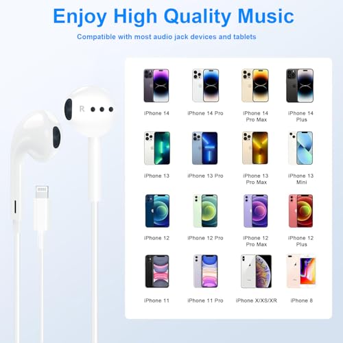 Apple MFi Certified 2 Pack iPhone Wired Headphones with Lightning Connector - color: White
