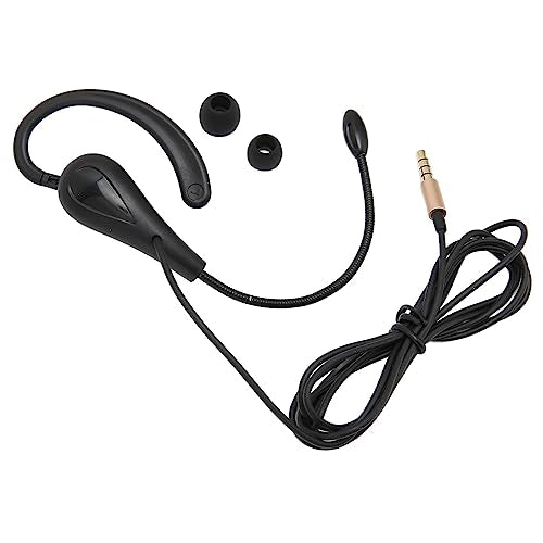 Single Ear Hook Call Center Headset 3.5mm Wired Business Headphone with Noise Canceling Microphone for Laptop Phone Computer Customer Service Teleconference