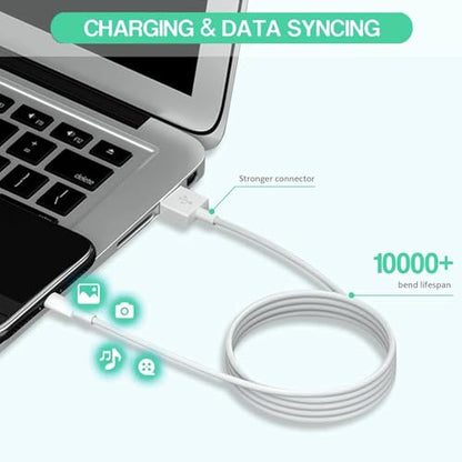 iPad Charger,Fast Charge iPhone,10FT i-Pad Charging Cord, 12W i Pad Charger Fast Charging Block Foldable Portable Travel Plug with Extra Long Lightning Cable Cord Compatible with iPad/iPhone/Airpod - size: 1PACK 10FT
